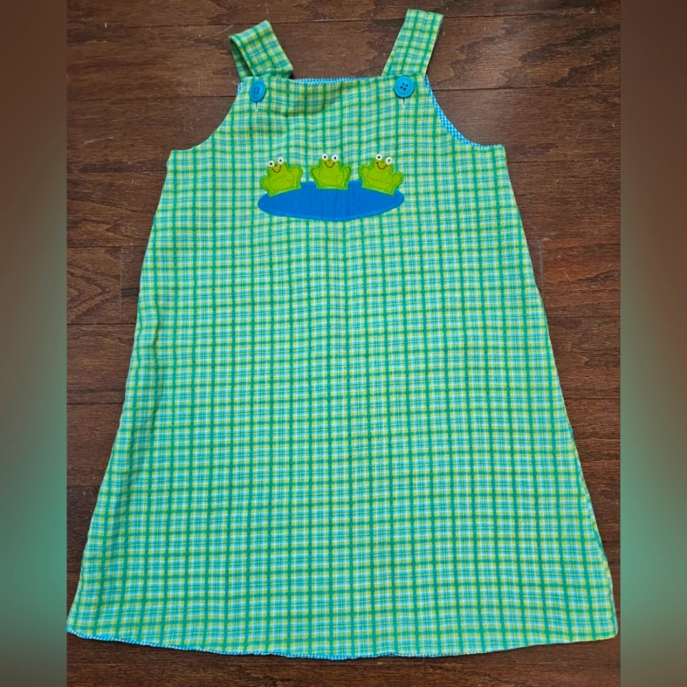 "The Bailey Boys" Size 5, Blue and green, reversible dress.